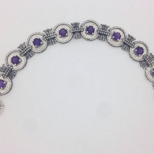 Natural Amethyst Bracelet 925 Sterling Silver